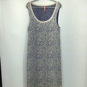 Delfina Balda Alpaca Blend Sleeveless White Blue Dress Excellent Used Condition